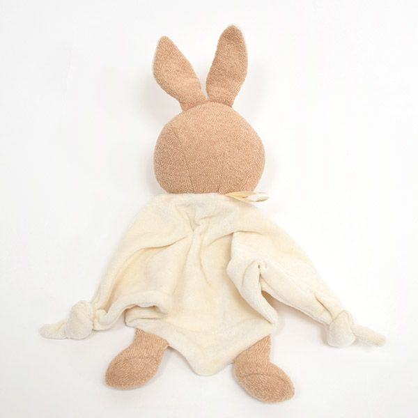 オーガニックコットン ベビーおしゃぶりクロス付きぬいぐるみ うさぎのドゥドゥ