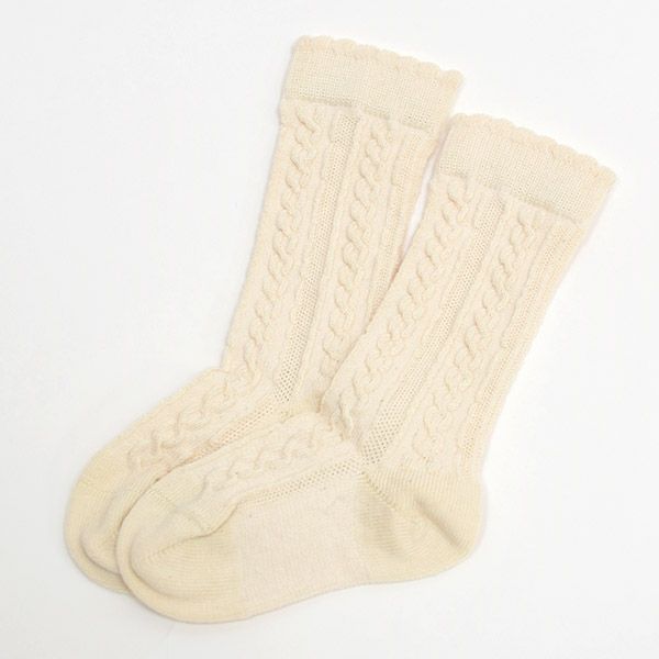 オーガニックコットン ベビー模様編みハイソックス