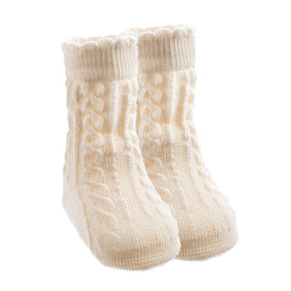 オーガニックコットン ベビー模様編みハイソックス