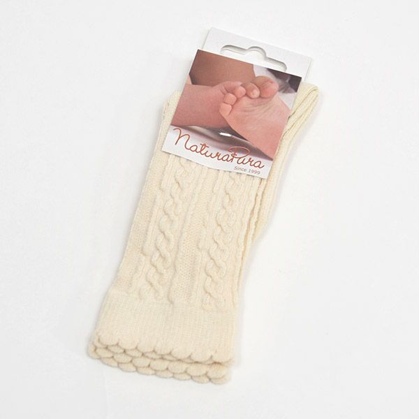 オーガニックコットン ベビー模様編みハイソックス
