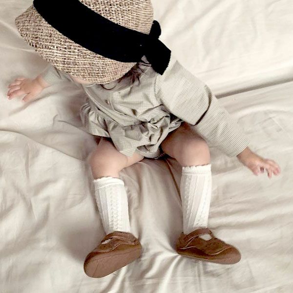 オーガニックコットン ベビー模様編みハイソックス