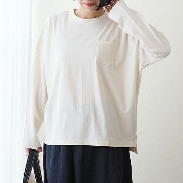 オーガニックコットン ドロップショルダープルオーバー（長袖）