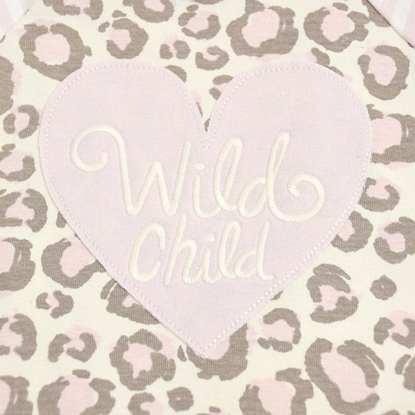 【SALE／20%OFF】 オーガニックコットン キッズラグランパジャマ（長袖）Painted Leopard