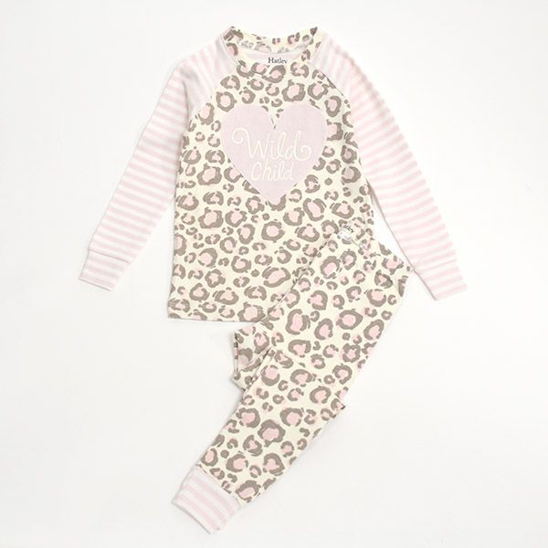 【SALE／20%OFF】 オーガニックコットン キッズラグランパジャマ（長袖）Painted Leopard