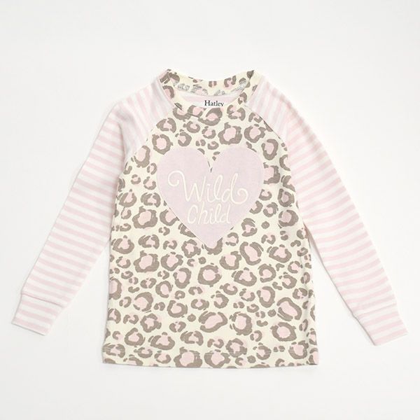 【SALE／20%OFF】 オーガニックコットン キッズラグランパジャマ（長袖）Painted Leopard