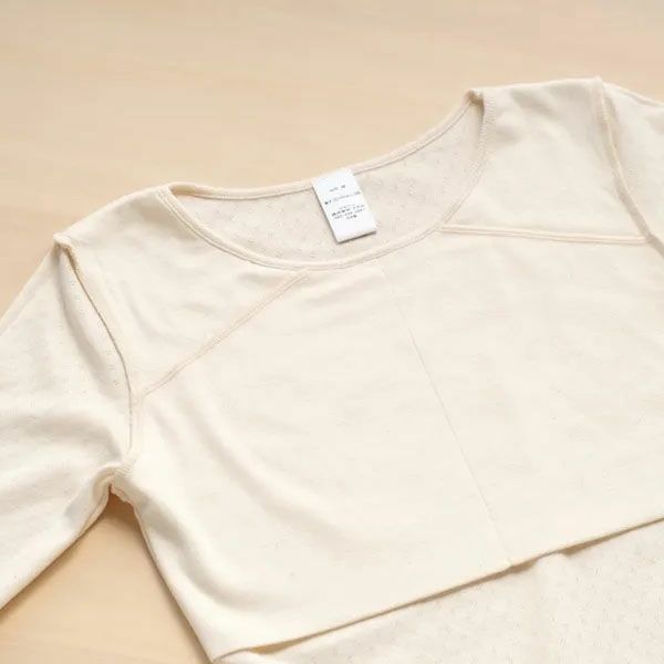 オーガニックコットン 八分袖インナー（パッドポケット付き）アイレットN