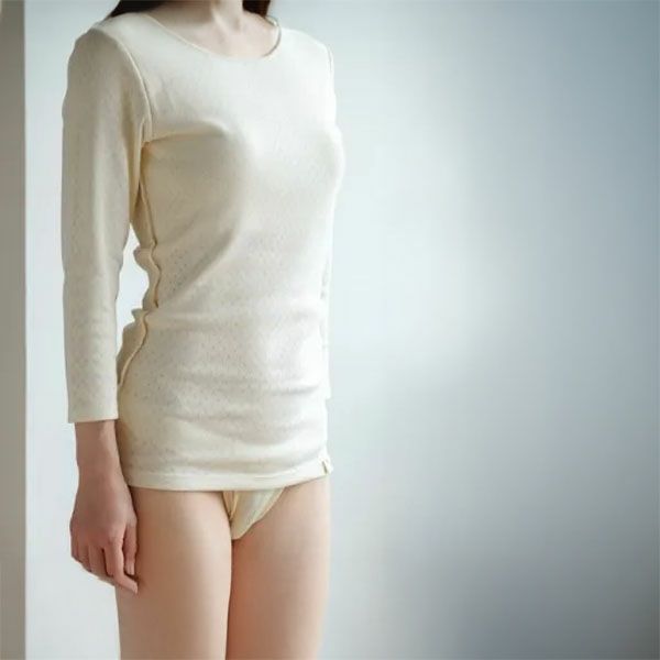 オーガニックコットン 八分袖インナー（パッドポケット付き）アイレットBWタイプ N