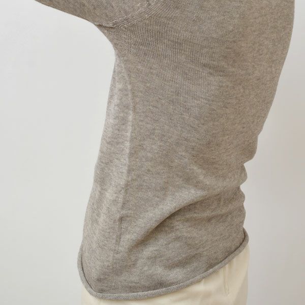 オーガニックコットン&ヤク 無縫製ボートネック モクグレー M