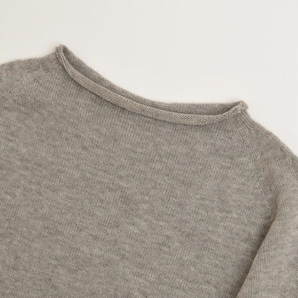 オーガニックコットン&ヤク 無縫製ボートネック モクグレー M