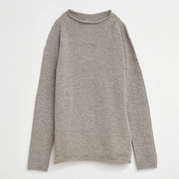オーガニックコットン&ヤク 無縫製ボートネック モクグレー M
