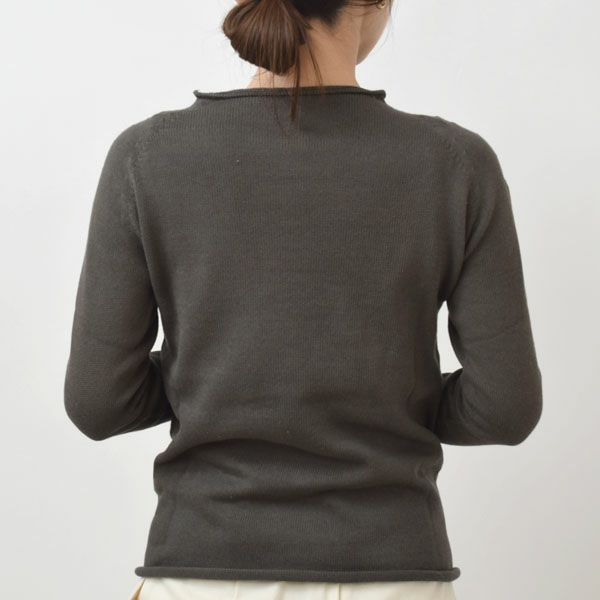 オーガニックコットン 無縫製ボートネック五倍子 ナチュラルブラック M
