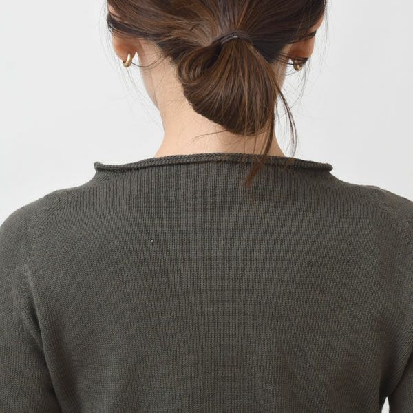 オーガニックコットン 無縫製ボートネック五倍子 ナチュラルブラック M