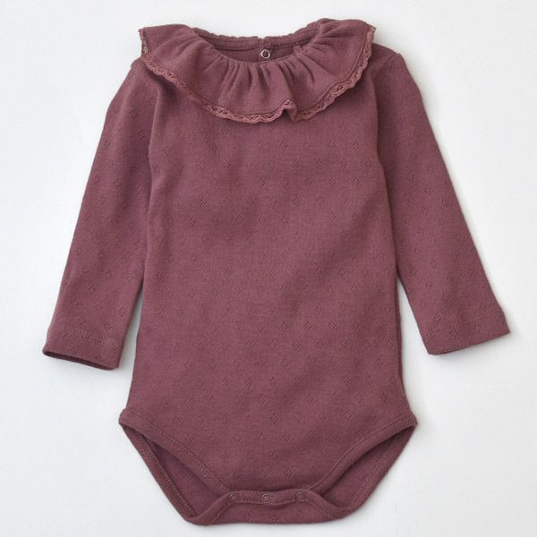 【SALE／20%OFF】 オーガニックコットン ベビーポインテルフリルネックボディスーツ(長袖) Bebe