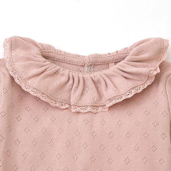 【SALE／20%OFF】 オーガニックコットン ベビーポインテルフリルネックボディスーツ(長袖) Bebe