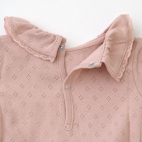 【SALE／20%OFF】 オーガニックコットン ベビーポインテルフリルネックボディスーツ(長袖) Bebe