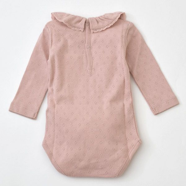 【SALE／20%OFF】 オーガニックコットン ベビーポインテルフリルネックボディスーツ(長袖) Bebe