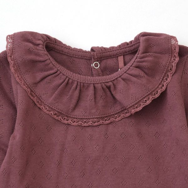 【SALE／20%OFF】 オーガニックコットン ベビーポインテルフリルネックボディスーツ(長袖) Bebe