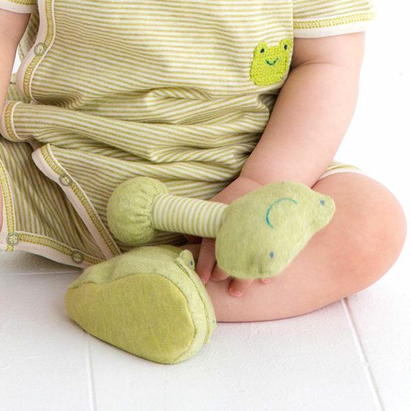 オーガニックコットン かえるスティックガラガラ petit sac付