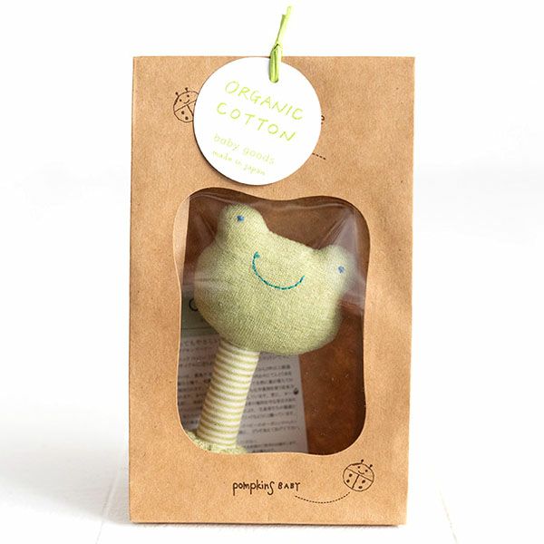オーガニックコットン かえるスティックガラガラ petit sac付