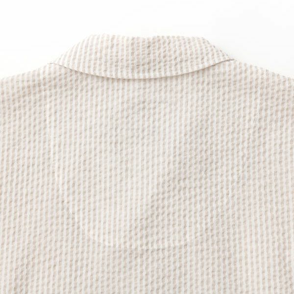 オーガニックコットン&リネン メンズサッカーストライプパジャマ(半袖)