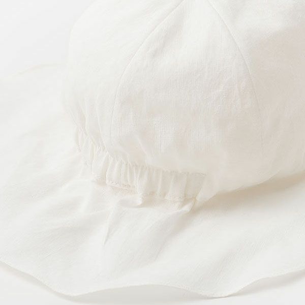 オーガニックコットン&リネン ベビー日除け帽子 ホワイト 46-48