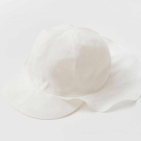 オーガニックコットン&リネン ベビー日除け帽子 ホワイト 46-48
