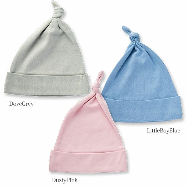 オーガニックコットン ベビー 結び帽