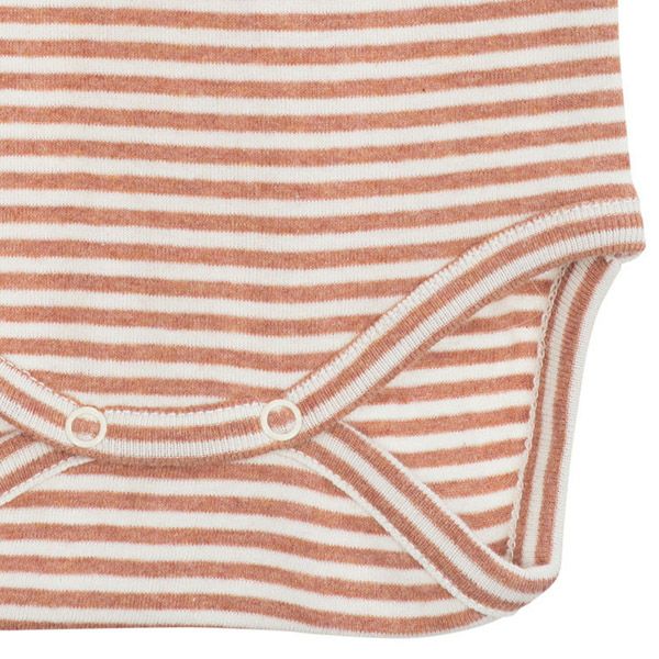 オーガニックコットン ベビー フライスボディスーツStripe (長袖)