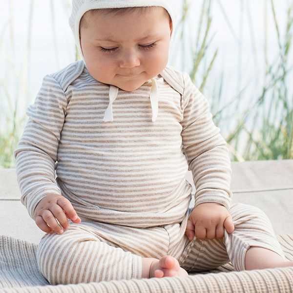 オーガニックコットン ベビー フライスレギンスStripe