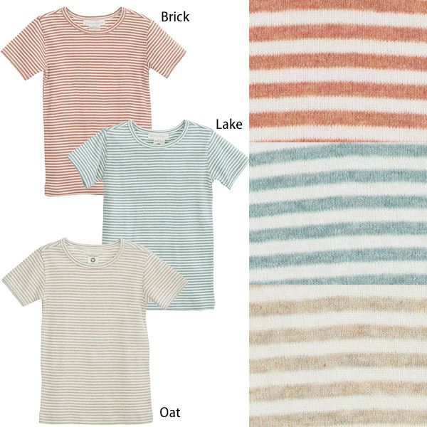 オーガニックコットン キッズ フライスTシャツStripe (半袖)