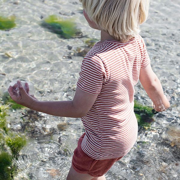 オーガニックコットン キッズ フライスTシャツStripe (半袖)