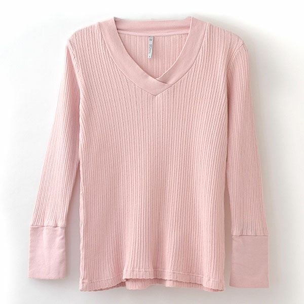 【SALE／20%OFF】オーガニックコットン ポインテル VネックＴシャツ(長袖)