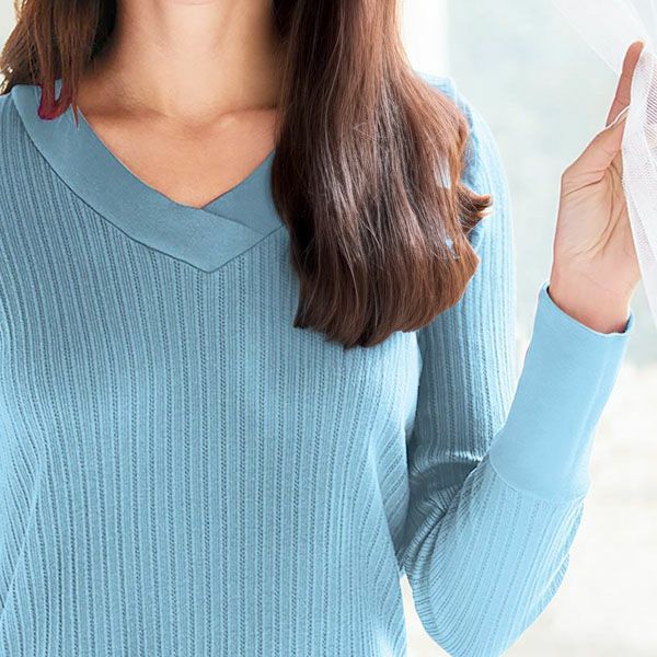 【SALE／20%OFF】オーガニックコットン ポインテル VネックＴシャツ(長袖)