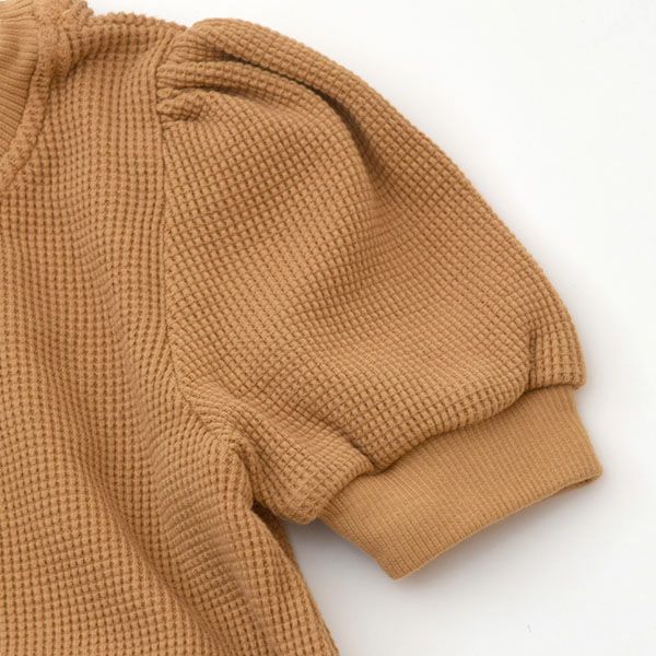 オーガニックコットン キッズワッフルパフスリーブトップ