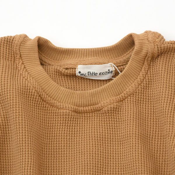 オーガニックコットン キッズワッフルパフスリーブトップ