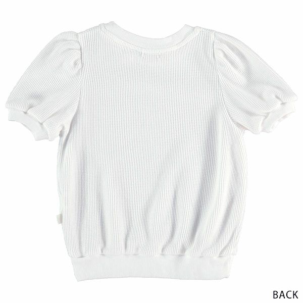 オーガニックコットン キッズワッフルパフスリーブトップ