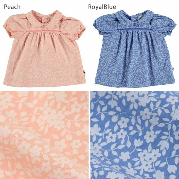 オーガニックコットン ベビーフローラルパフスリーブドレス