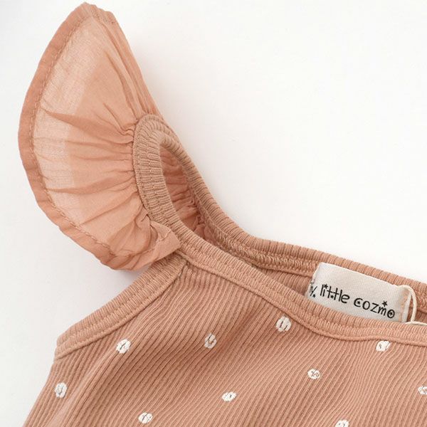 オーガニックコットン ベビーリブフリルボディDOTS