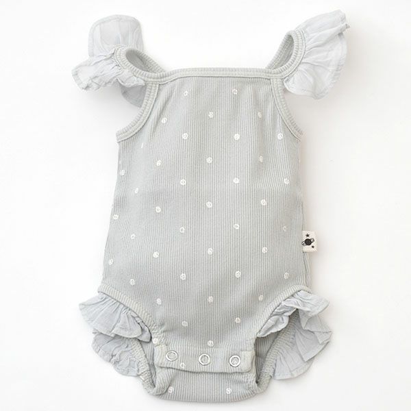 オーガニックコットン ベビーリブフリルボディDOTS