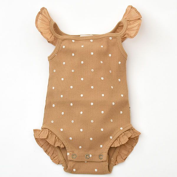 オーガニックコットン ベビーリブフリルボディDOTS