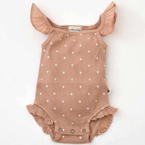 オーガニックコットン ベビーリブフリルボディDOTS