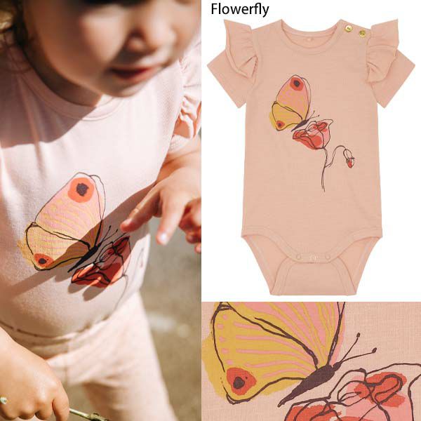 オーガニックコットン ベビー フリル袖ボディ Helga