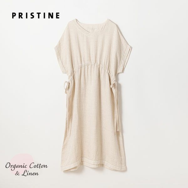 オーガニックコットン&リネン ダブルガーゼ湯上がりワンピース グレー M