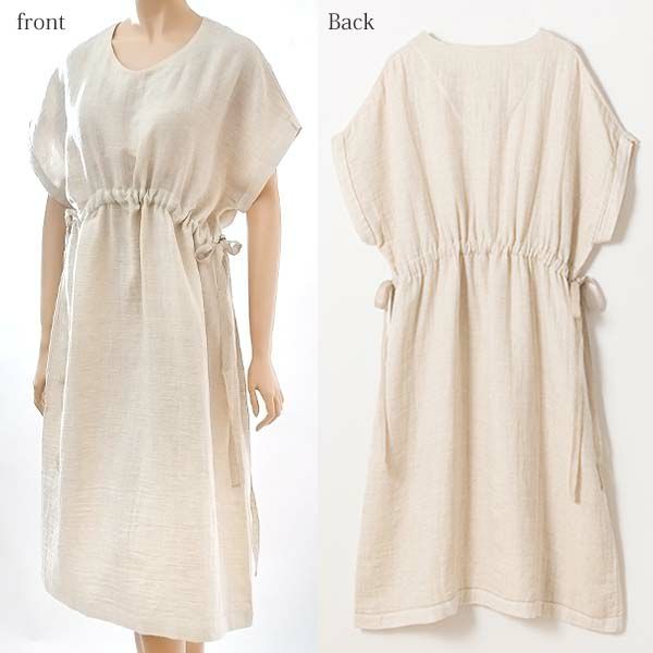 オーガニックコットン&リネン ダブルガーゼ湯上がりワンピース グレー M