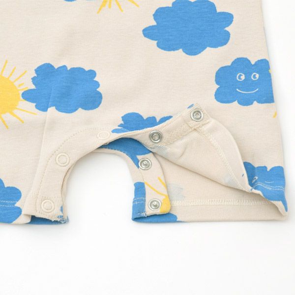オーガニックコットン ベビー ショートロンパース Windy or Cloudy
