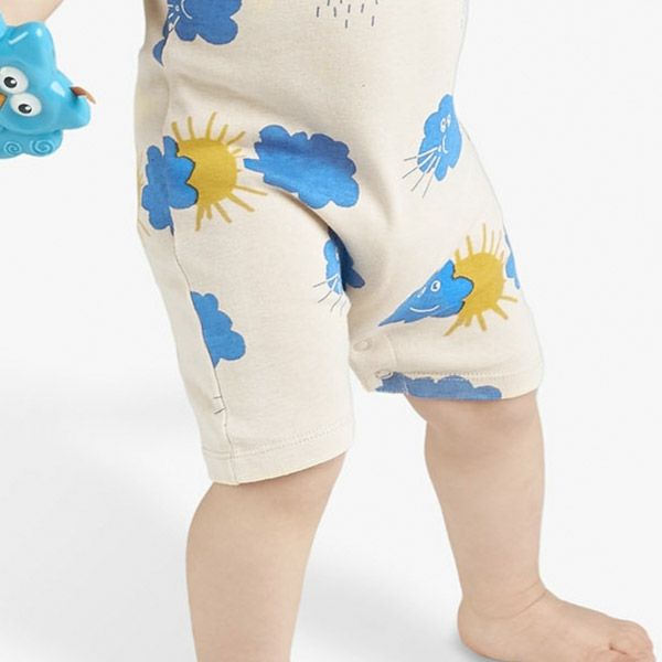 オーガニックコットン ベビー ショートロンパース Windy or Cloudy