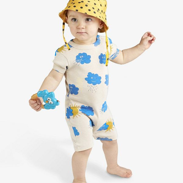 オーガニックコットン ベビー ショートロンパース Windy or Cloudy