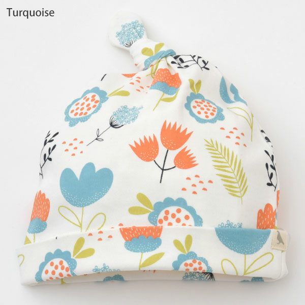 オーガニックコットン ベビー結び帽 Flowers