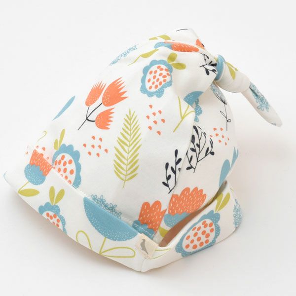 オーガニックコットン ベビー結び帽 Flowers