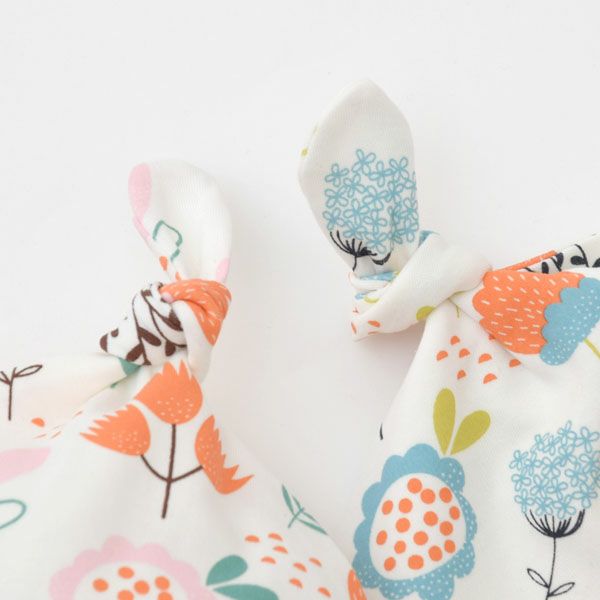 オーガニックコットン ベビー結び帽 Flowers